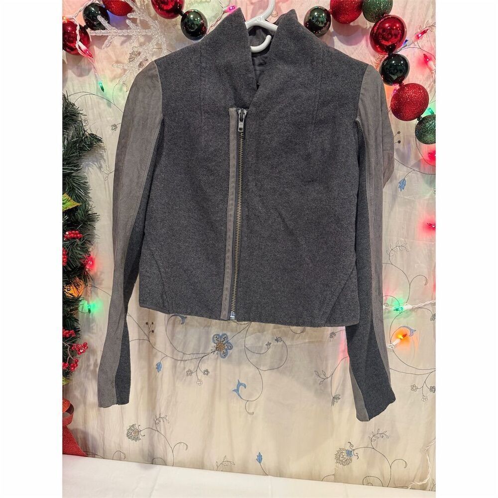 JNBY Women's Gray Moto Jacket Size S Casual Zip Up Two-Tone Design